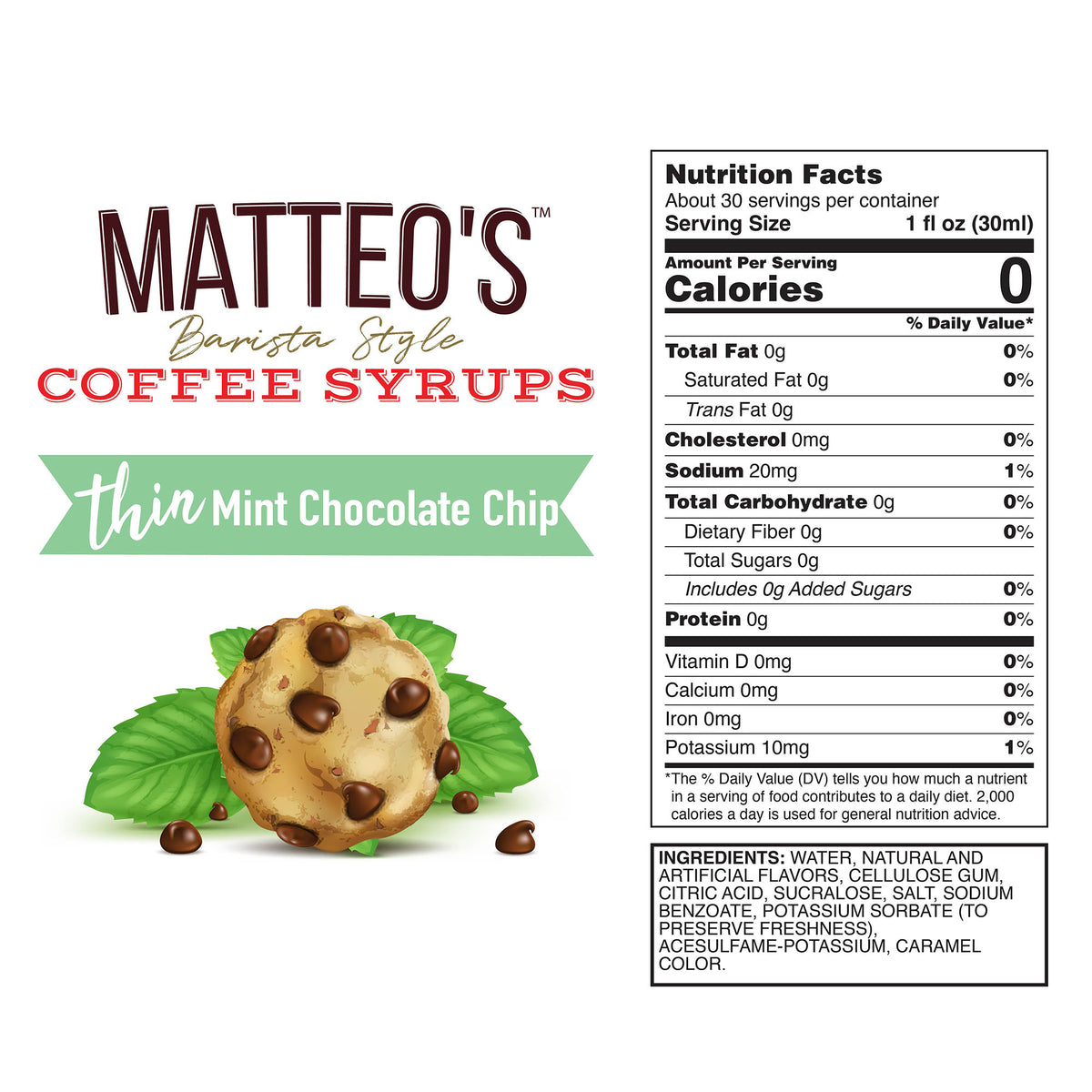 Sugar Free Coffee Syrup, Mint Chocolate Chip (1L)