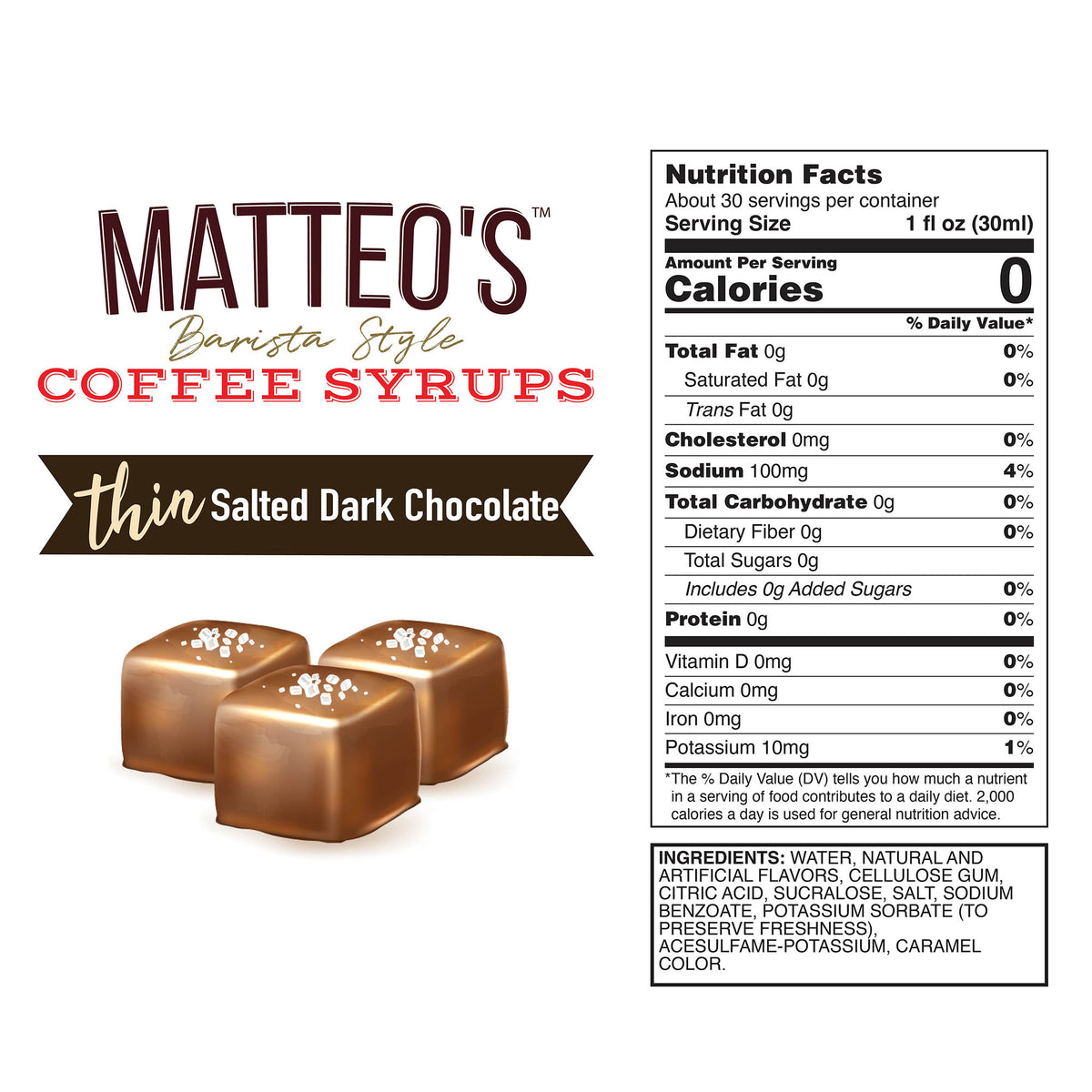 Sugar Free Coffee Syrup, Salted Dark Chocolate (1L)