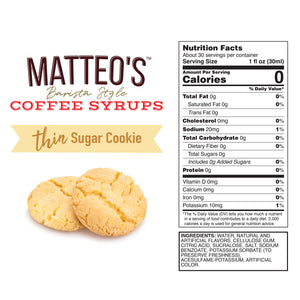 Sugar Free Coffee Syrup, Sugar Cookie (1L)