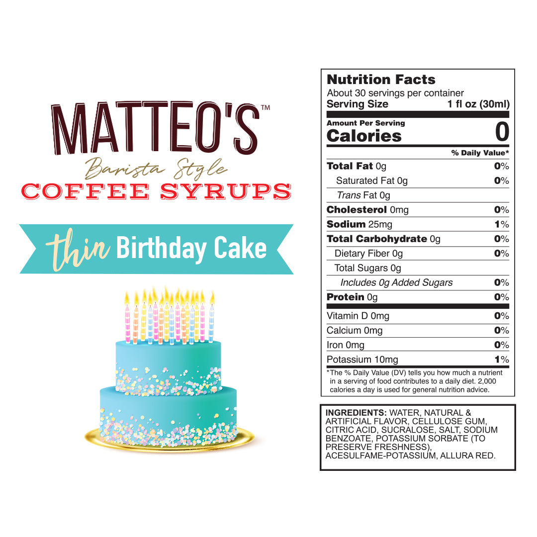 Sugar Free Coffee Syrup, Birthday Cake (1L)