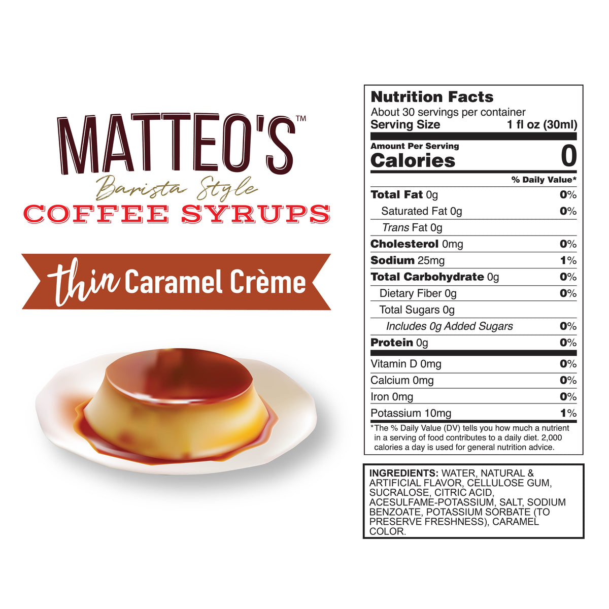 Sugar Free Coffee Syrup, Caramel Creme (1L)