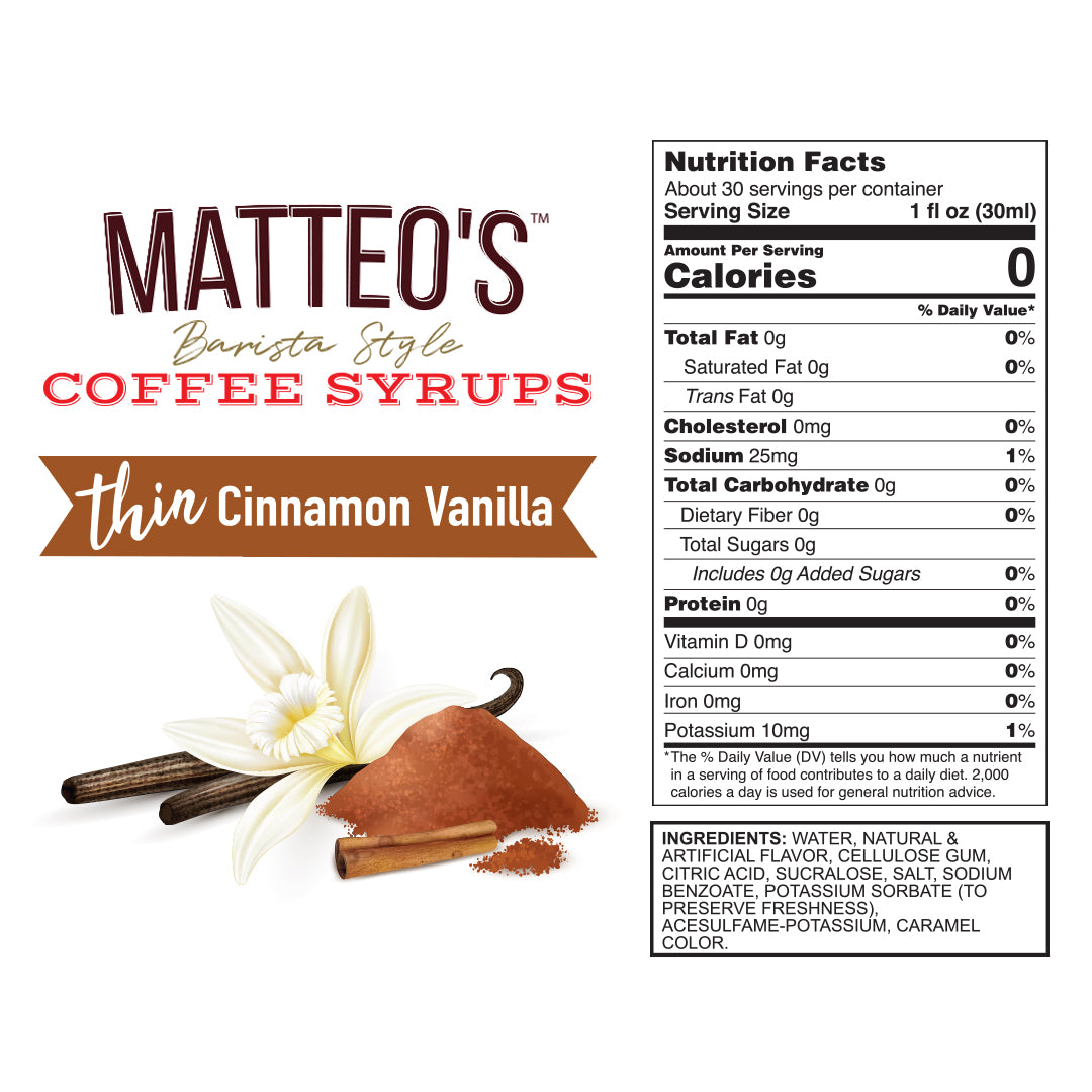 Sugar Free Coffee Syrup, Cinnamon Vanilla (1L)