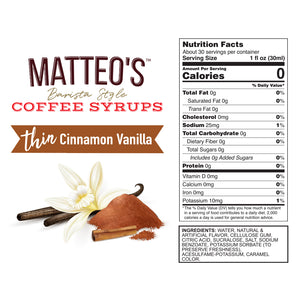 Sugar Free Coffee Syrup, Cinnamon Vanilla (1L)