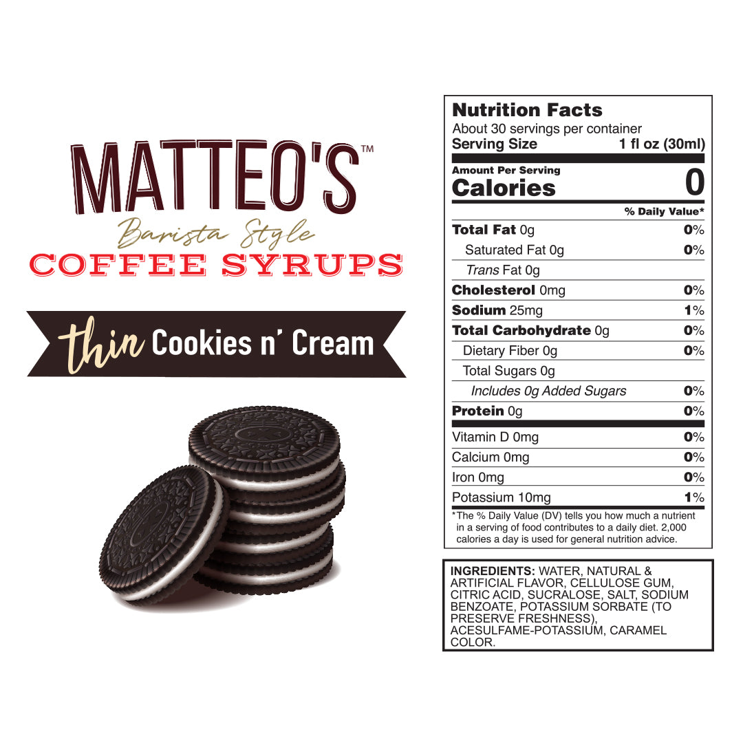 Sugar Free Coffee Syrup, Cookies N Cream — Nutrition Facts and Ingredients