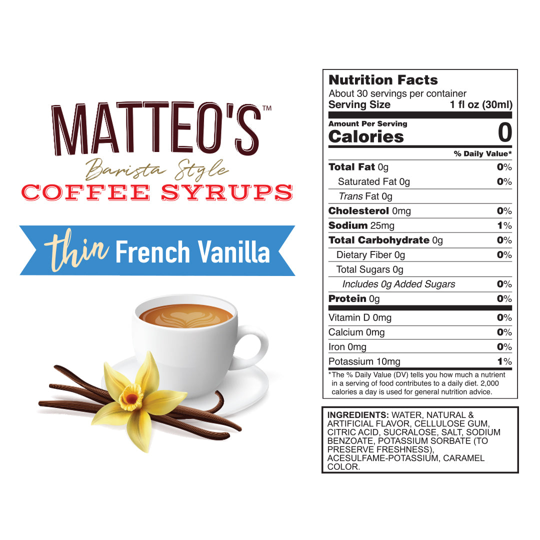 Sugar Free Coffee Syrup, French Vanilla (1L)