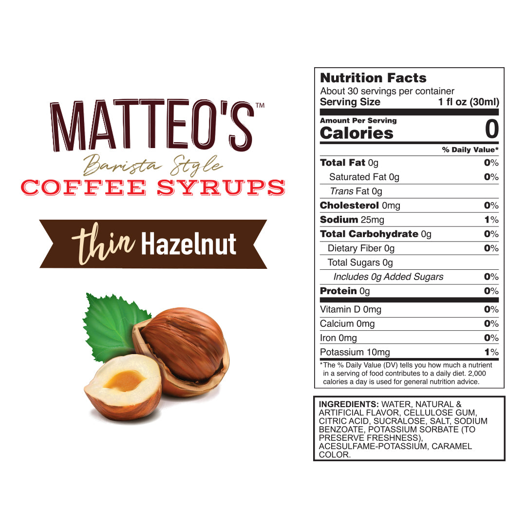 Sugar Free Coffee Syrup, Hazelnut (1L)