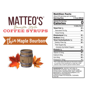 Sugar Free Coffee Syrup, Maple Bourbon (1L)