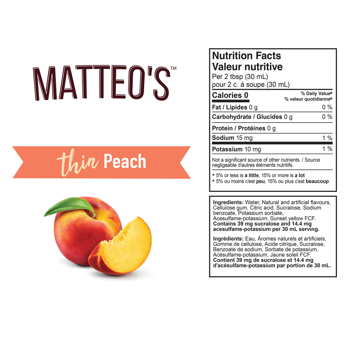 Mélange sans sucre - Pêche — Nutrition Facts and Ingredients