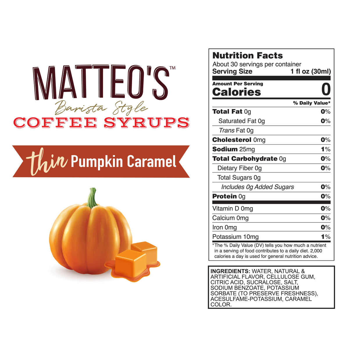 Sugar Free Coffee Syrup, Pumpkin Caramel (1L)