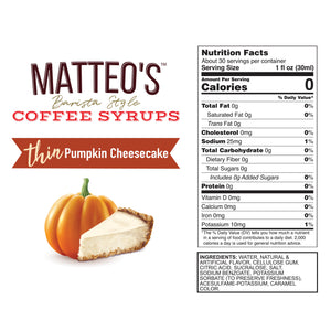 Sugar Free Coffee Syrup, Pumpkin Cheesecake (1L)