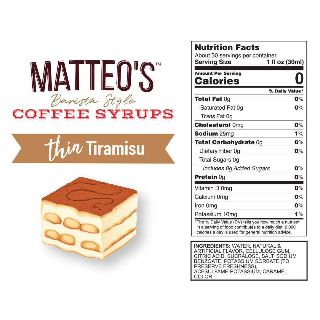 Sugar Free Coffee Syrup, Tiramisu (1L)