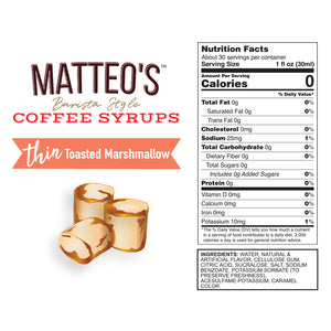 Sugar Free Coffee Syrup, Toasted Marshmallow (1L)