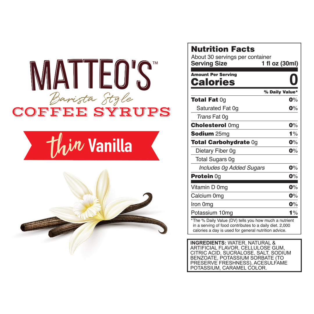 Sugar Free Coffee Syrup, Vanilla (1L)