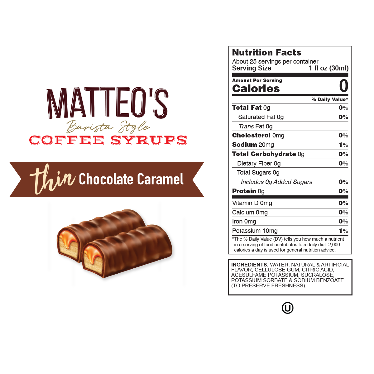 Sirop de Café Sans Sucre, Chocolat Caramel — Nutrition Facts and Ingredients