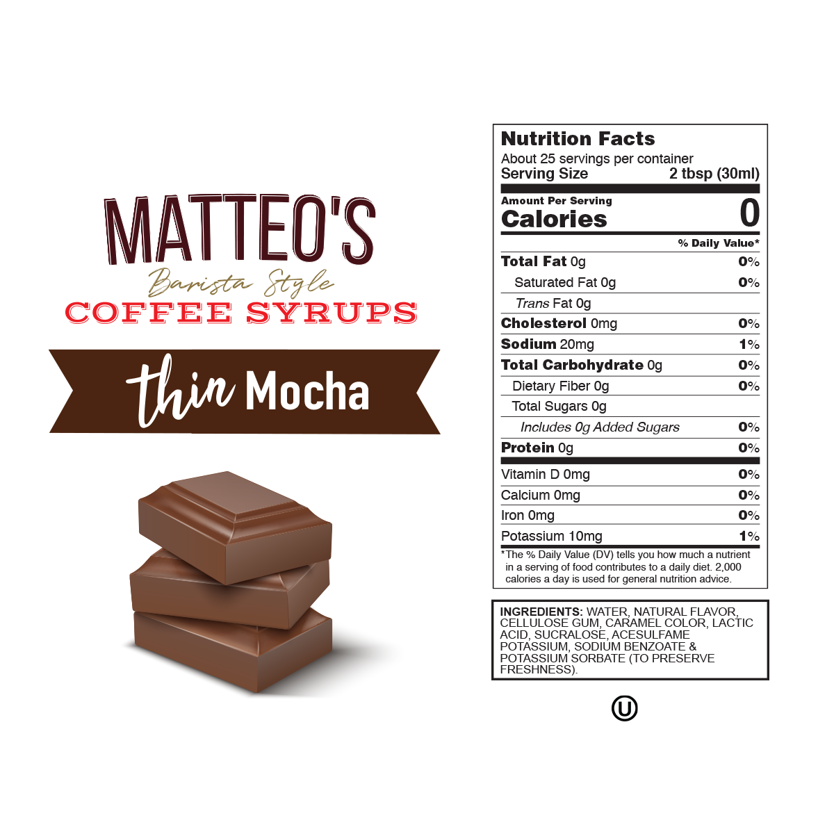 Sirop de café sans sucre, moka — Nutrition Facts and Ingredients