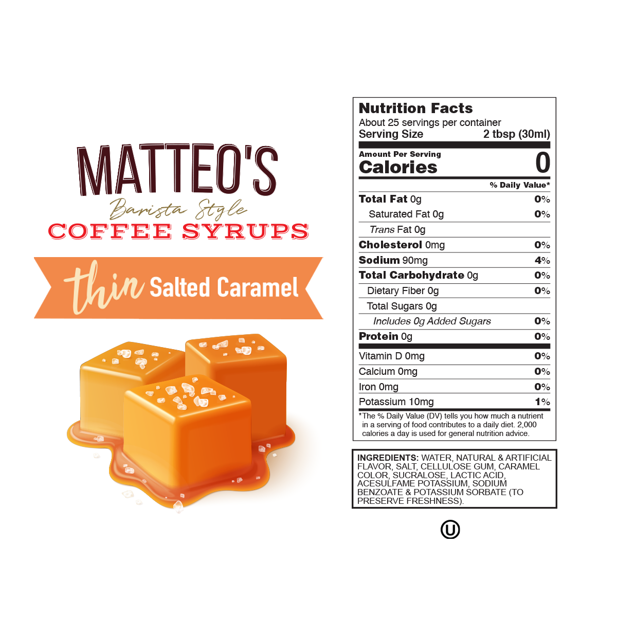 Sugar Free Coffee Syrup, Salted Caramel — Nutrition Facts and Ingredients