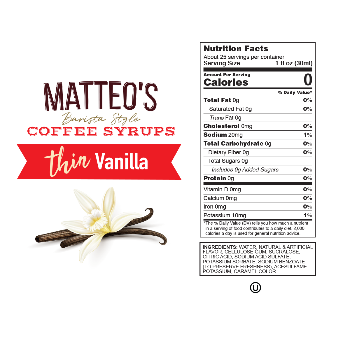 Matteo's Barista Style Sirop de café sans sucre – Sirop aromatisé