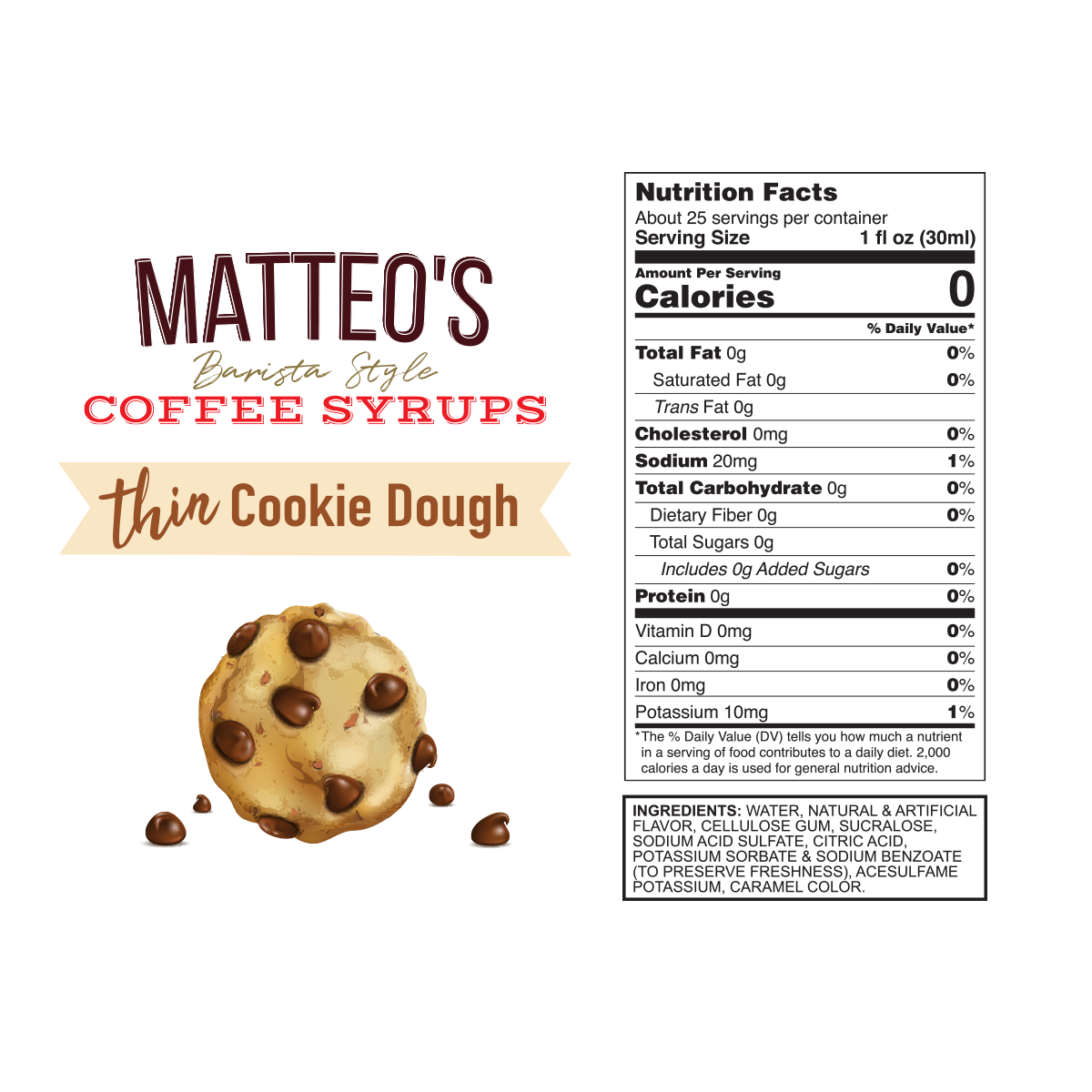 Sirop de café sans sucre, pâte à biscuits - Matteo's Coffee Syrup