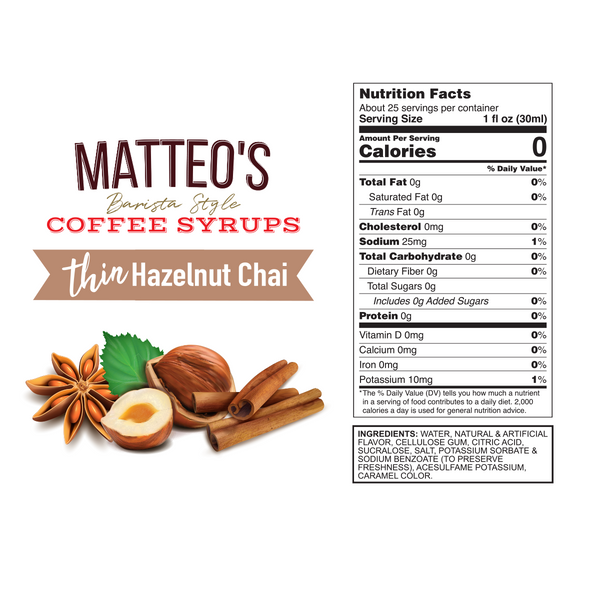 Matteo's Sirop de café sans sucre de style barista – Zéro calories