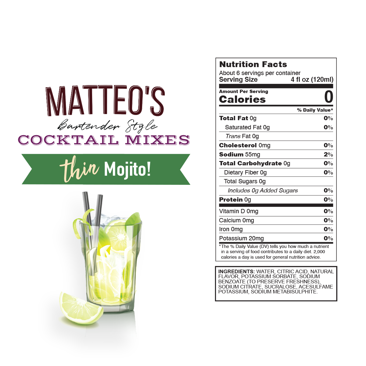 Sugar Free Cocktail Mixes - Mojito — Nutrition Facts and Ingredients