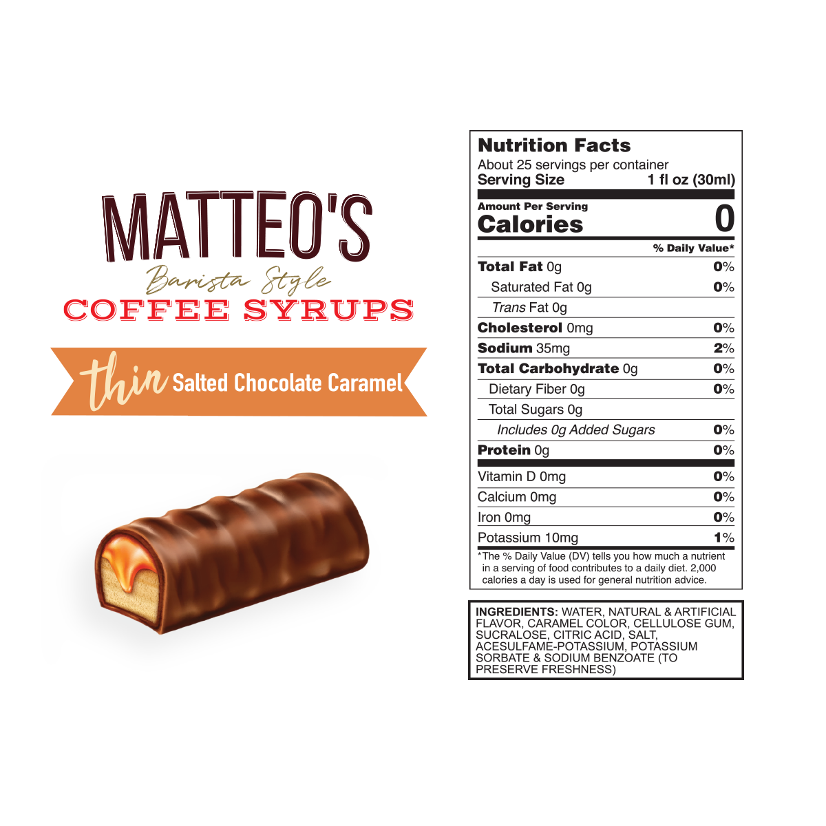 Sirop de Café Sans Sucre, Caramel Chocolat Salé — Nutrition Facts and Ingredients
