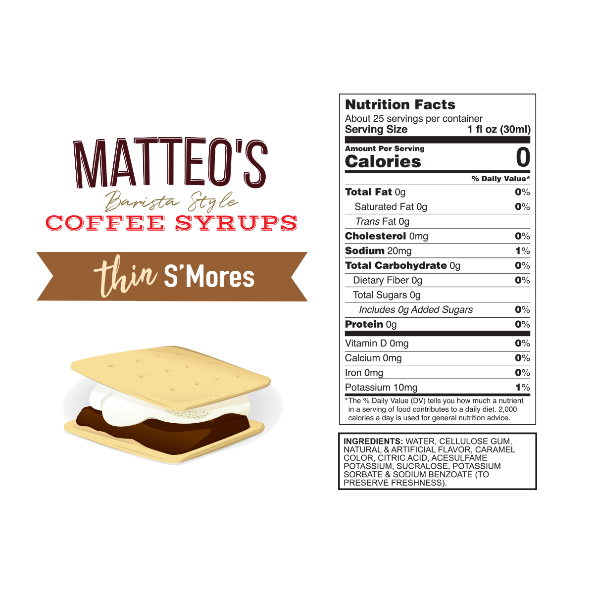 Sirop de café sans sucre, S'Mores — Nutrition Facts and Ingredients