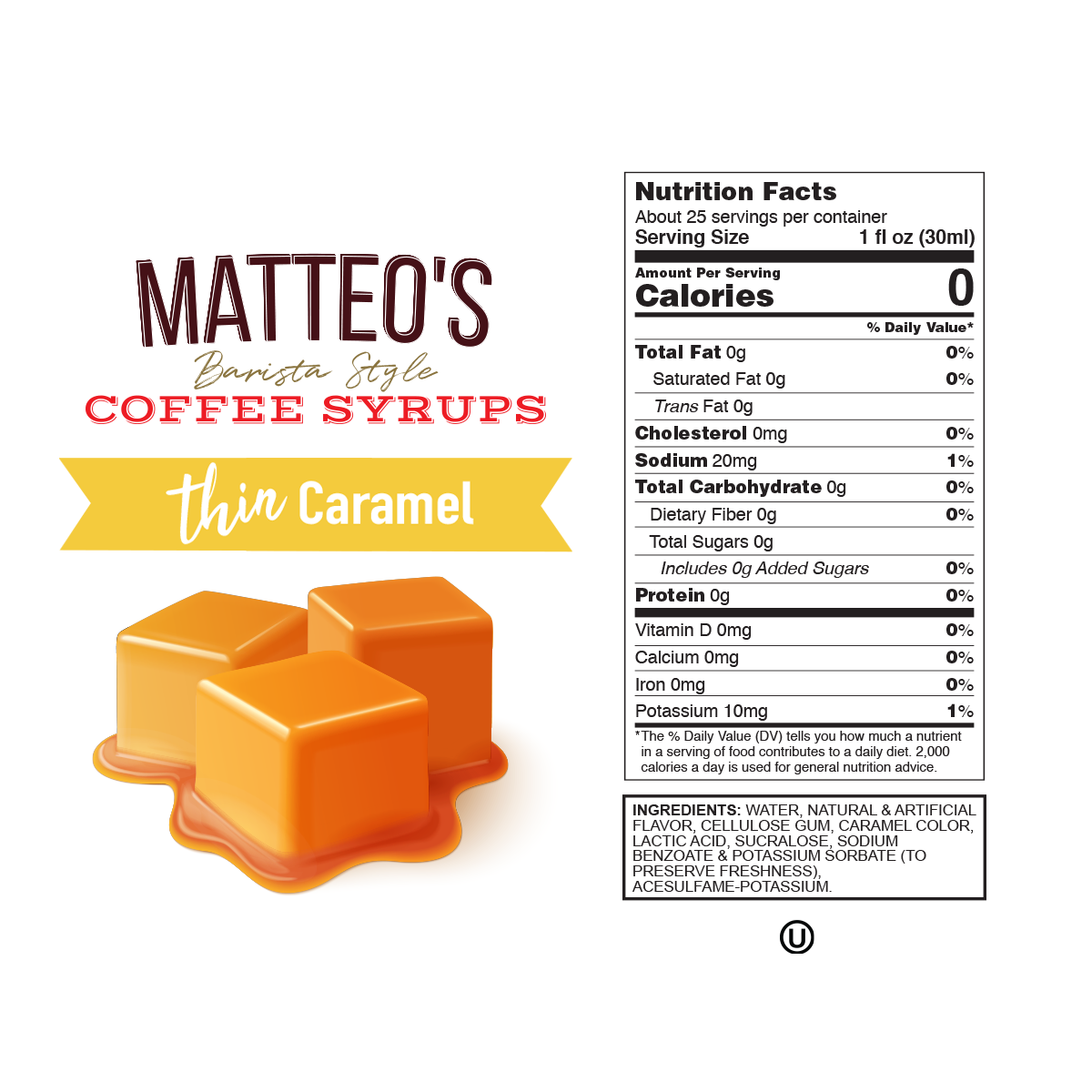 Sirop de café sans sucre, caramel — Nutrition Facts and Ingredients