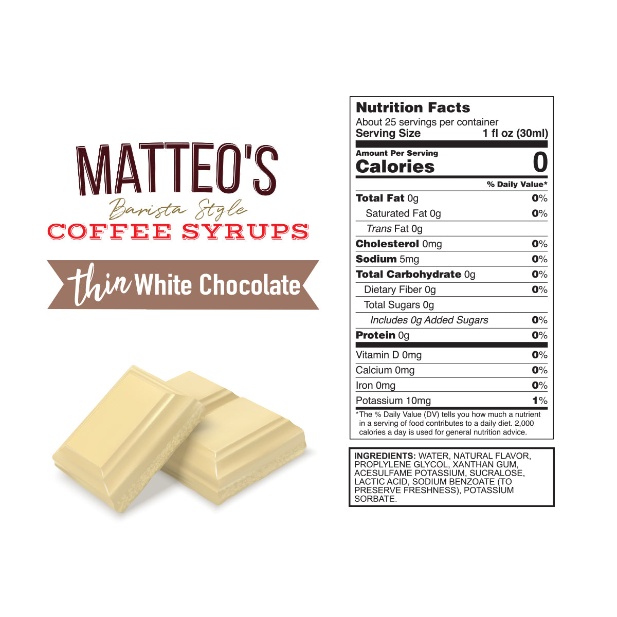 Sirop de café sans sucre de Matteo, cannelle vanille, 0 calories