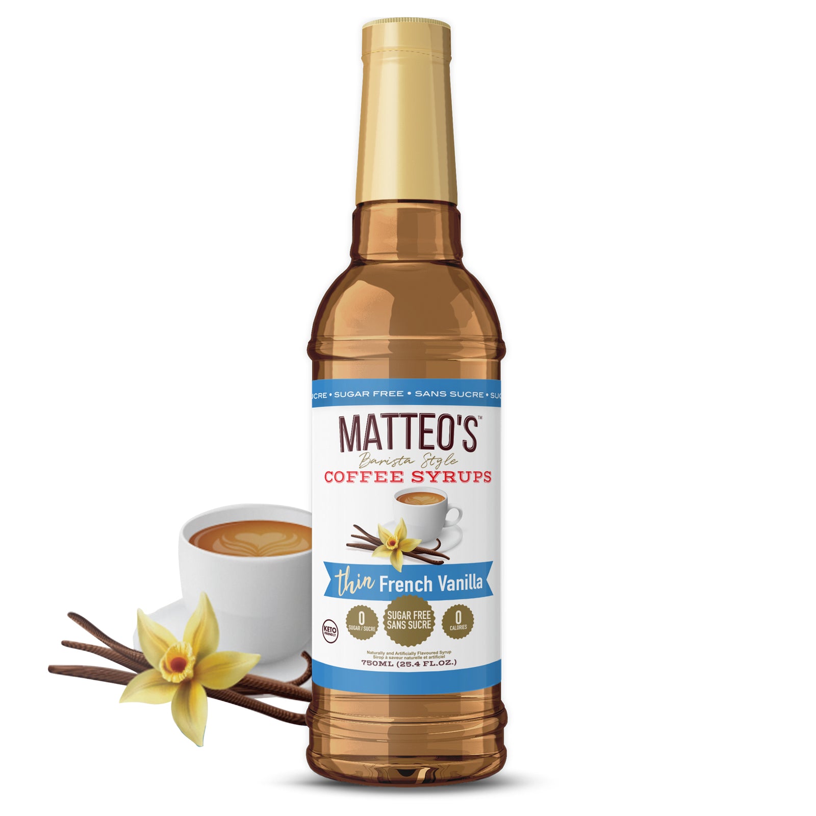 Sirop de café sans sucre de Matteo, vanille française