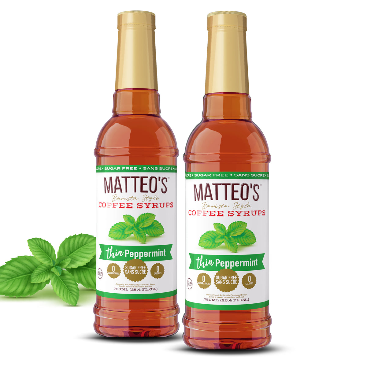 Sirop de café sans sucre, menthe poivrée