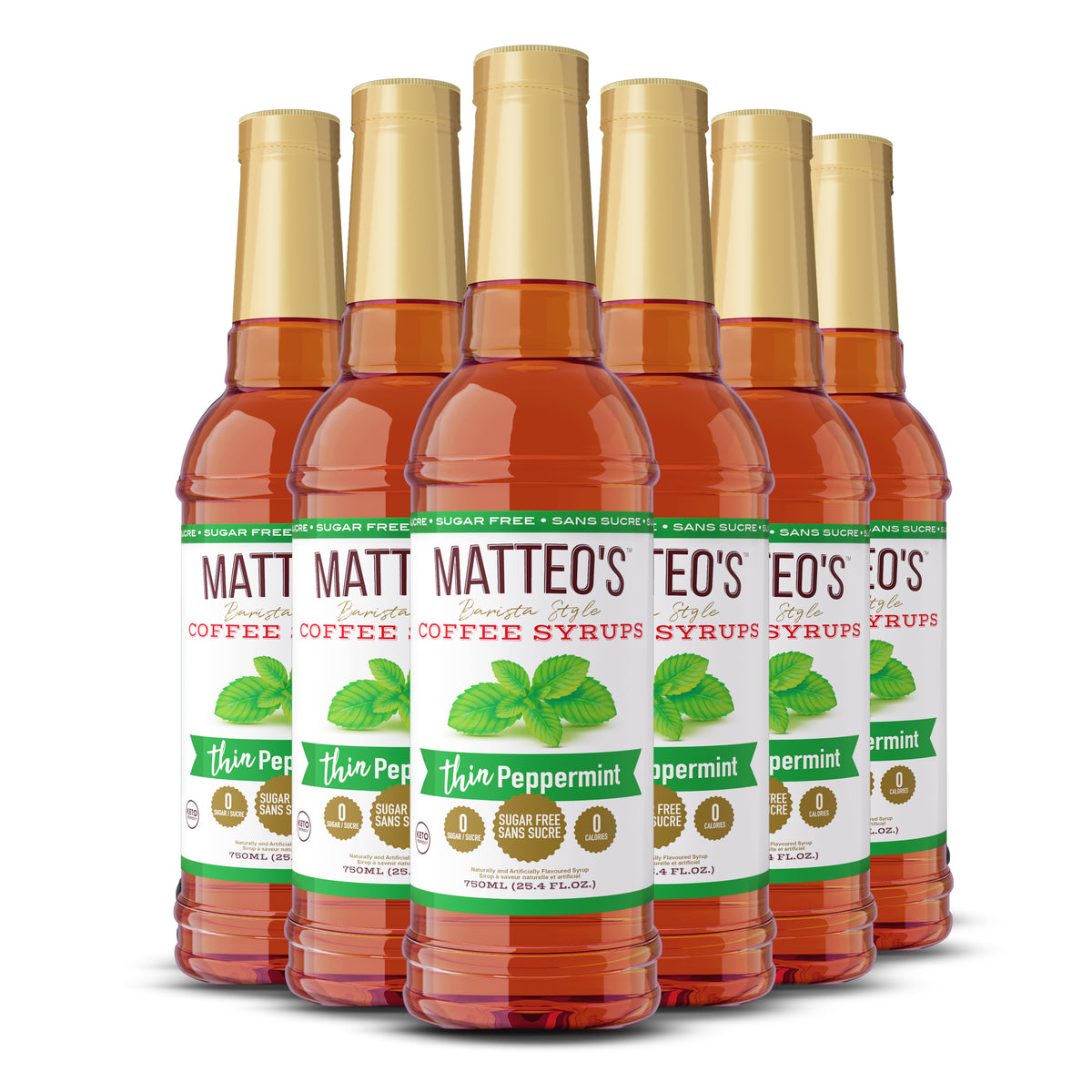Sirop de café sans sucre, menthe poivrée